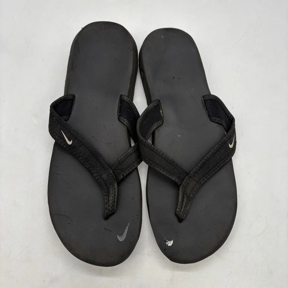 Nike Comfort Footbed Flip Flops Womens 8 Black Thong Sandals Support Slides